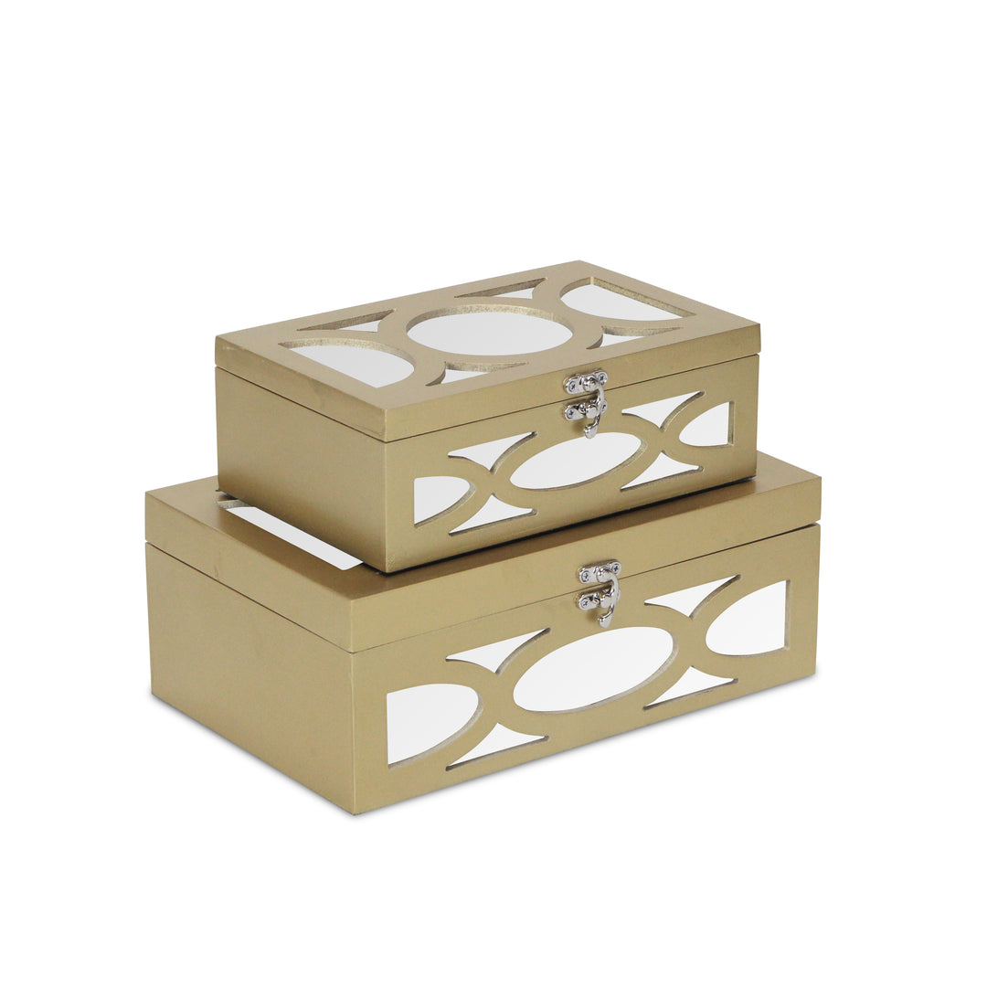 4668-2GD - Harlane Mirrored Gold Boxes