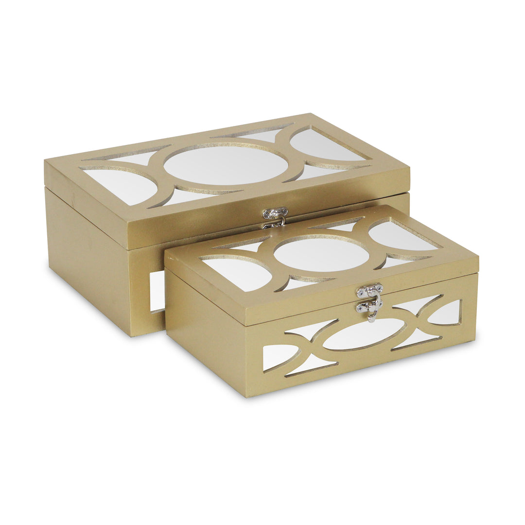 4668-2GD - Harlane Mirrored Gold Boxes