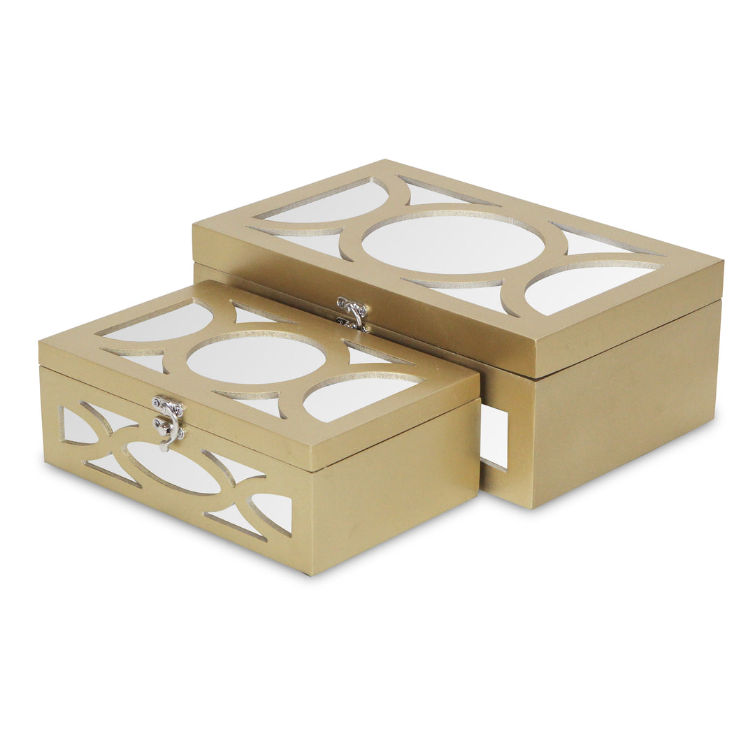 4668-2GD - Harlane Mirrored Gold Boxes