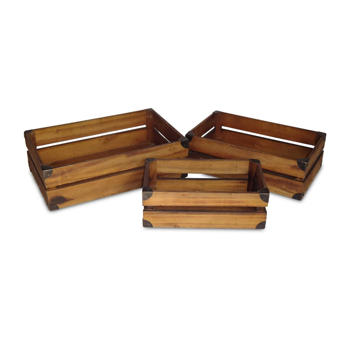 4713-3BR - Caspen Brown Slatted Crates