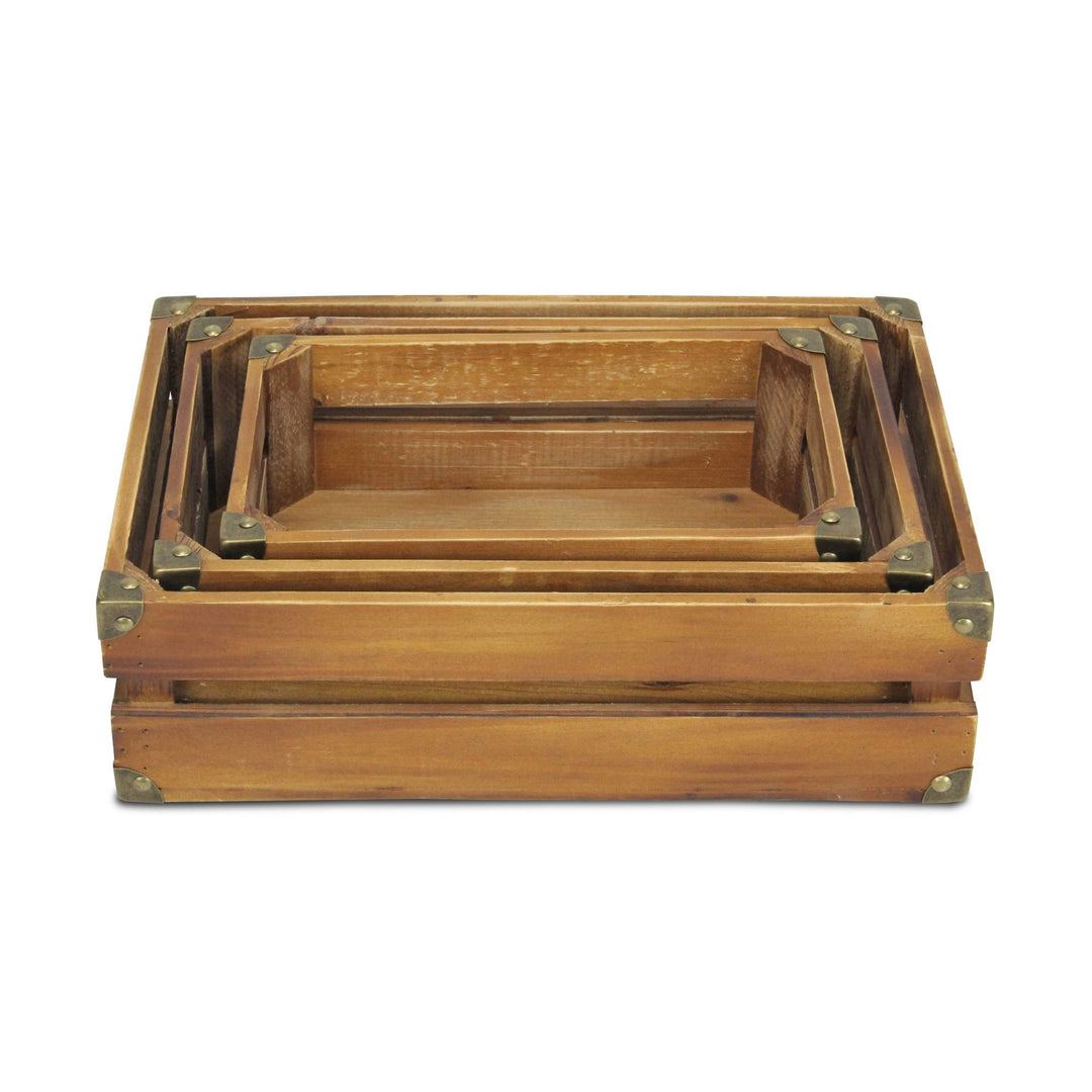 4713-3BR - Caspen Brown Slatted Crates