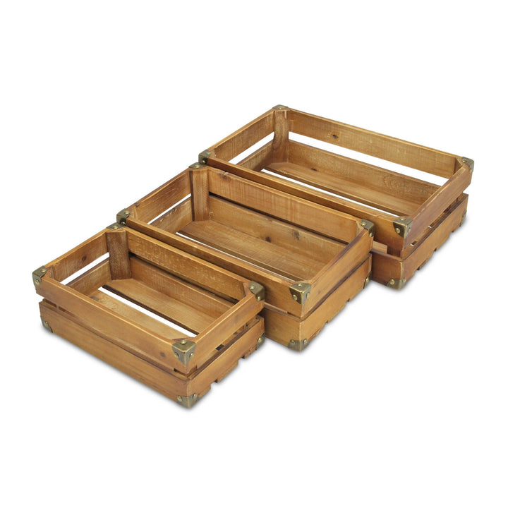 4713-3BR - Caspen Brown Slatted Crates