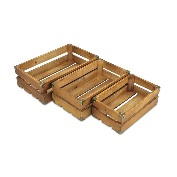 4713-3BR - Caspen Brown Slatted Crates