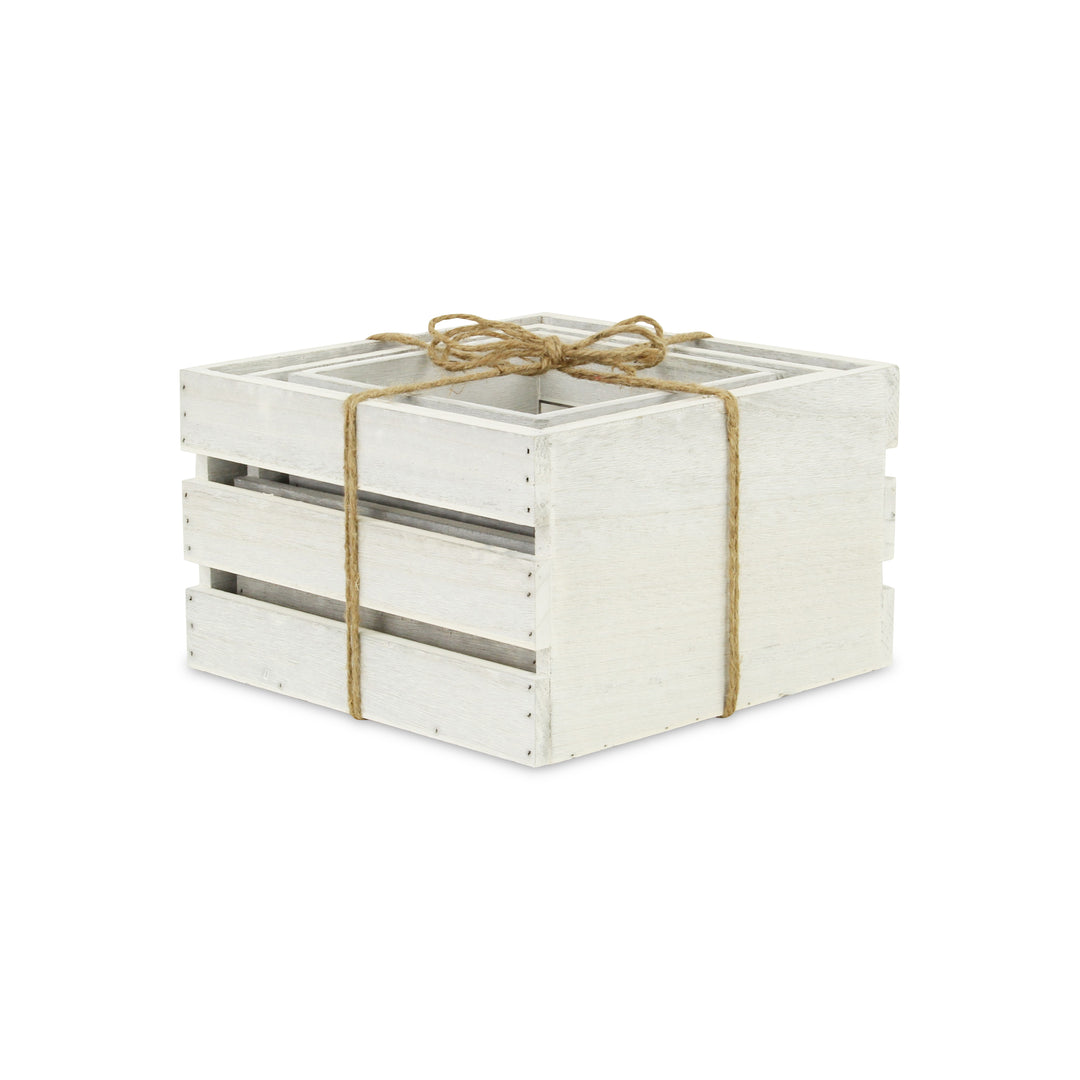 4831B-3 - Rustic Farmstead Wood Crates - Light Gray