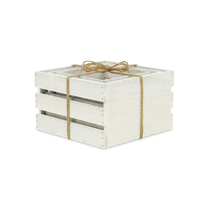 4831B-3 - Rustic Farmstead Wood Crates - Light Gray