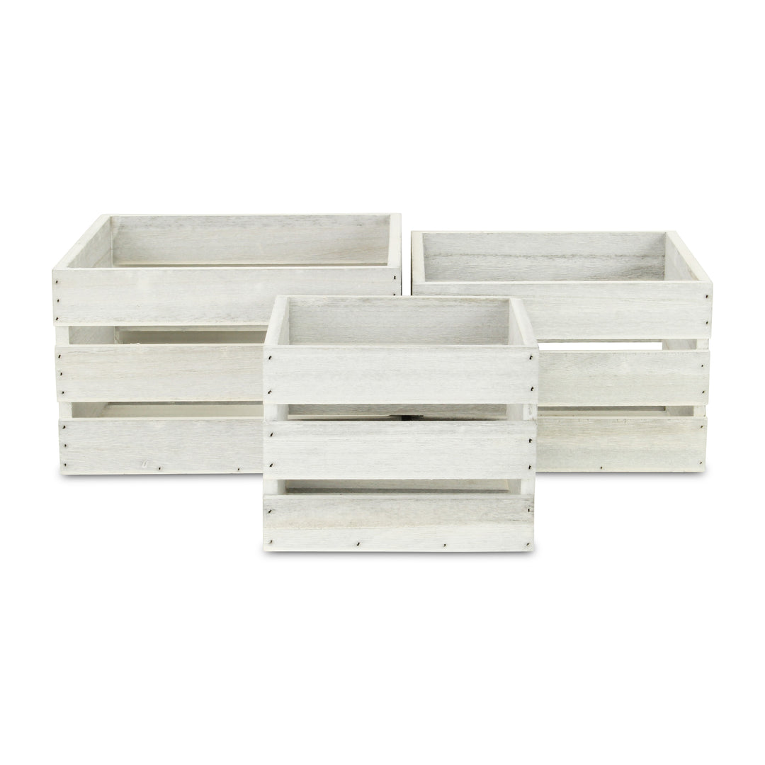 4831B-3 - Rustic Farmstead Wood Crates - Light Gray