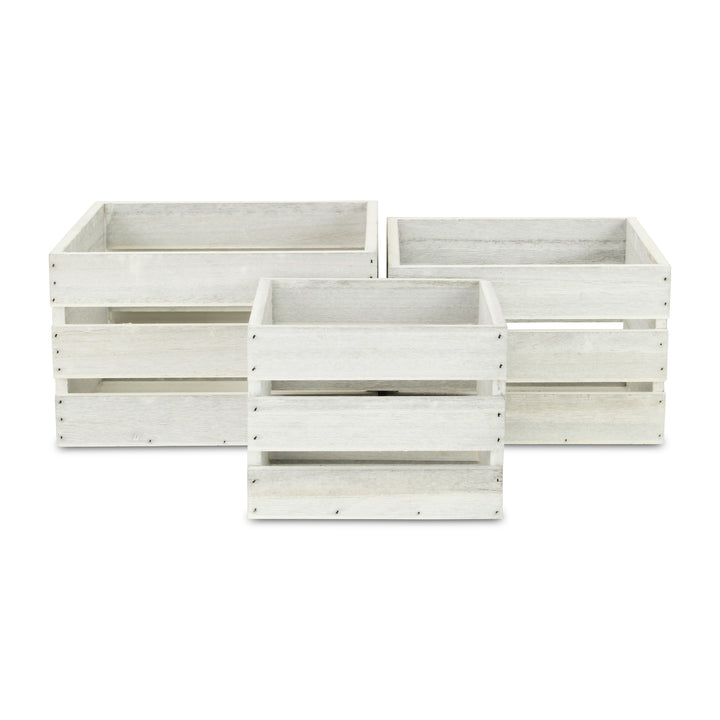 4831B-3 - Rustic Farmstead Wood Crates - Light Gray