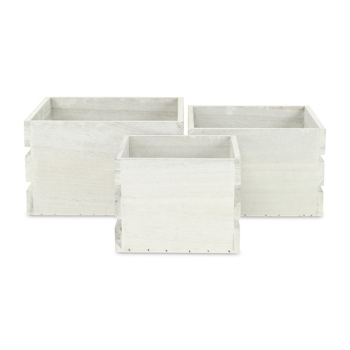 4831B-3 - Rustic Farmstead Wood Crates - Light Gray