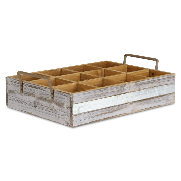 4938GW - Obero Rectangular Wood Caddy - Gray