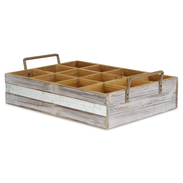 4938GW - Obero Rectangular Wood Caddy - Gray