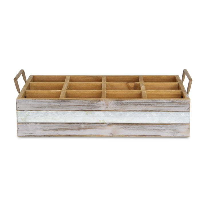 4938GW - Obero Rectangular Wood Caddy - Gray