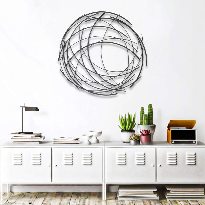 5051BK - Denine Round Wall Art - Black