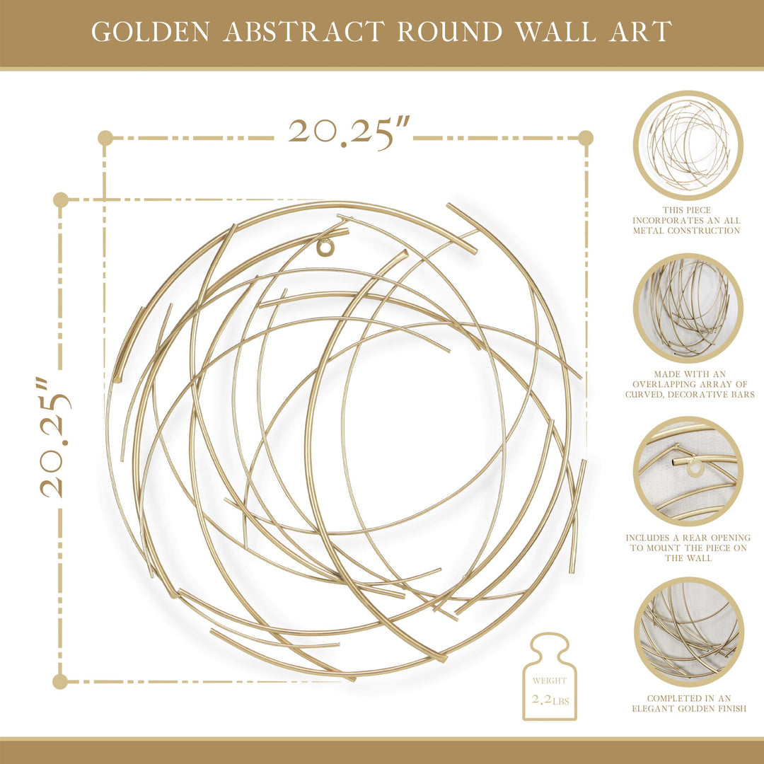 5052 - Denine Round Wall Art - Gold