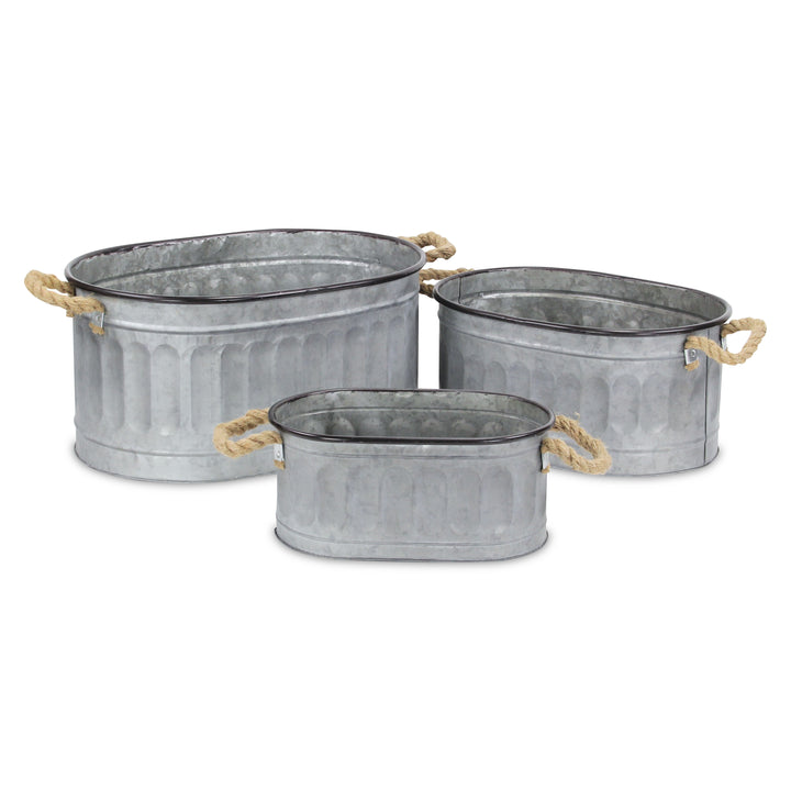 5081-3 - Kalani Oval Galvanized Buckets