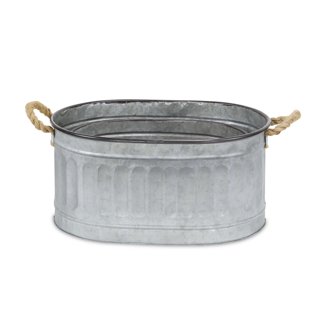 5081-3 - Kalani Oval Galvanized Buckets