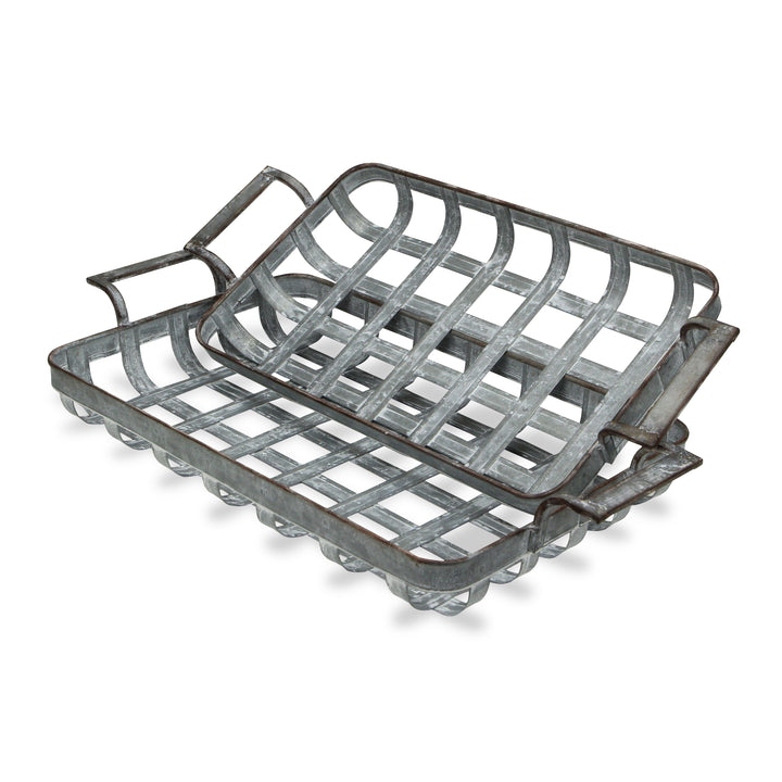 5196-2 - Bram S/2 Woven Metal Trays