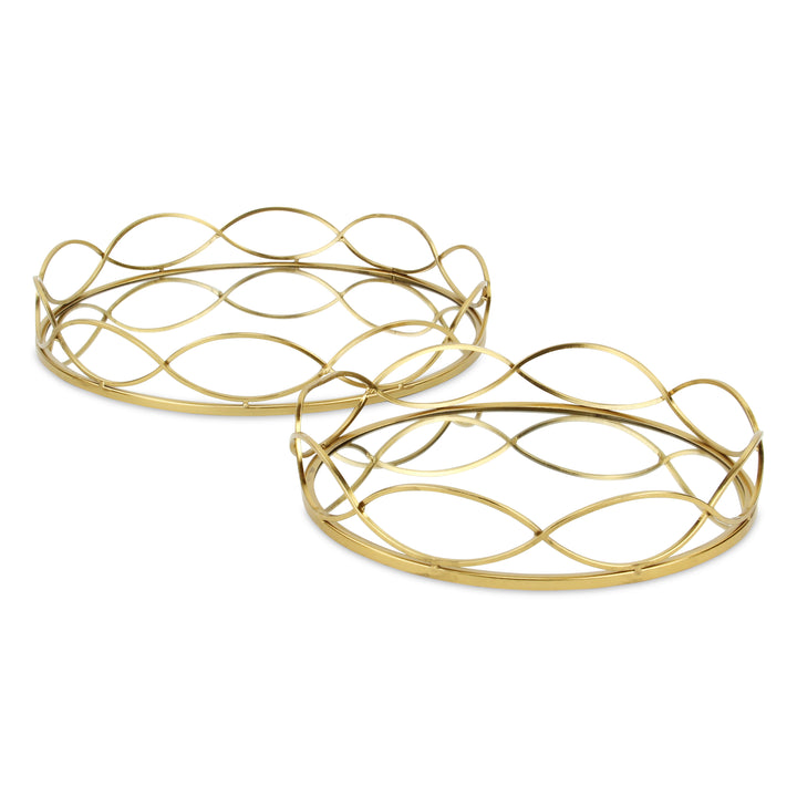 5386-2 - Mianzi Round Gold Trays