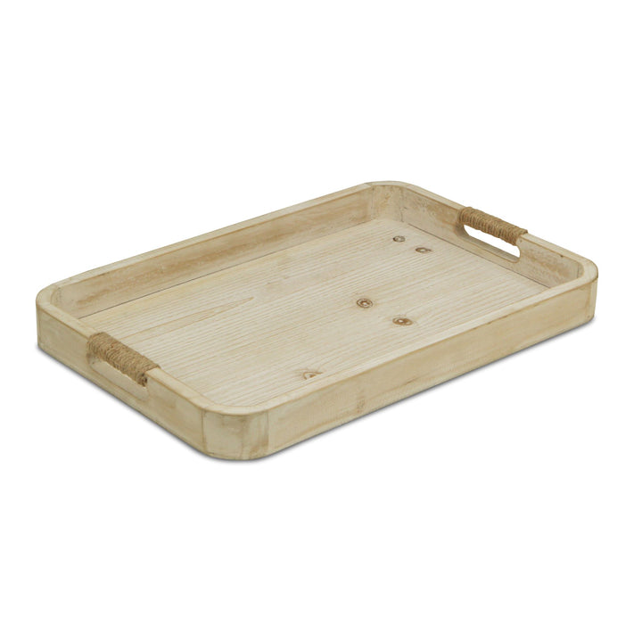 5397WT - Evander Brown Wood Tray - White