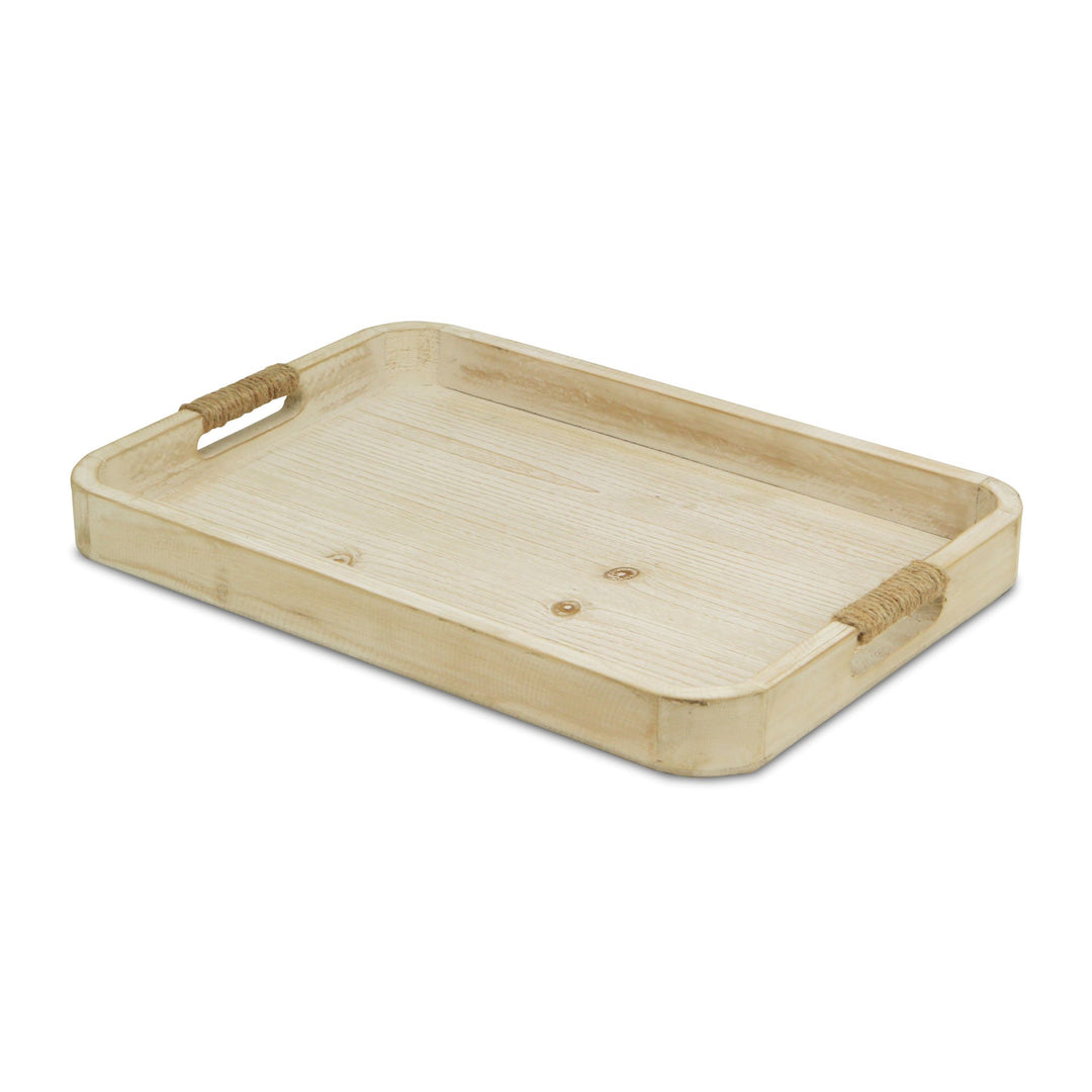 5397WT - Evander Brown Wood Tray - White