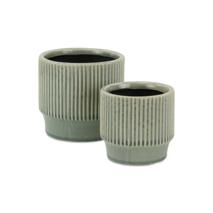 5773 - Green Ruffled Ridge Pot