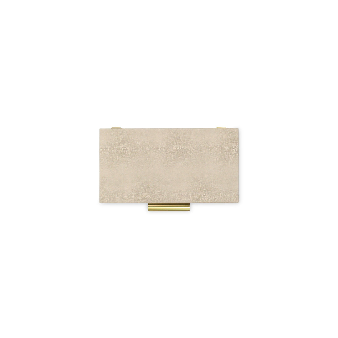 5824-2CR - Lusan Rect Shagreen Boxes - Cream