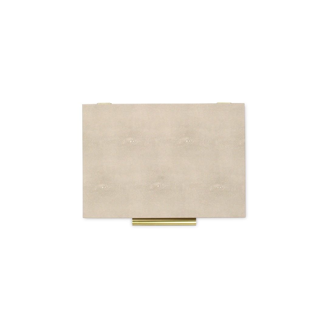 5824-2CR - Lusan Rect Shagreen Boxes - Cream