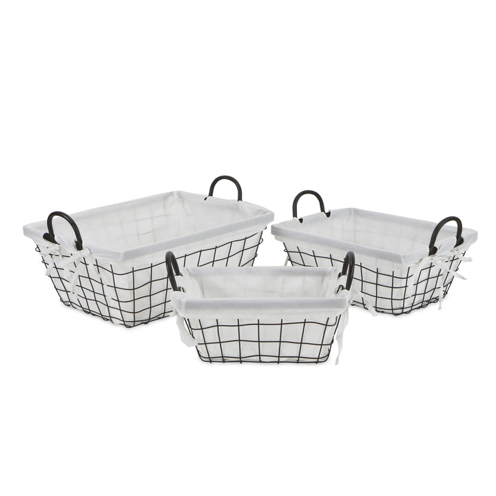 FP-4367-3WL - Caden White Fabric Lined Baskets