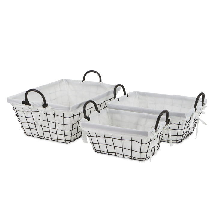 FP-4367-3WL - Caden White Fabric Lined Baskets