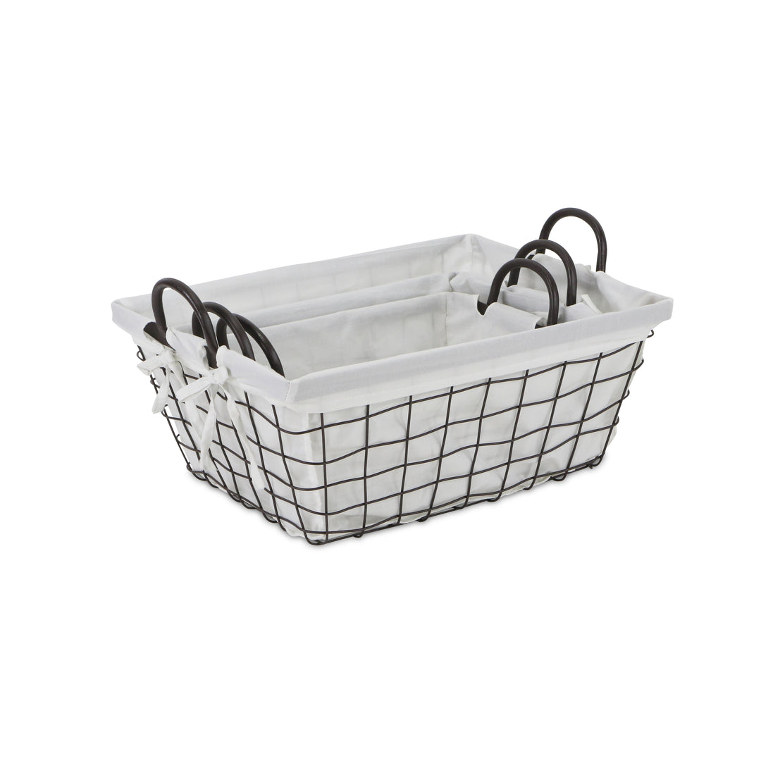 FP-4367-3WL - Caden White Fabric Lined Baskets