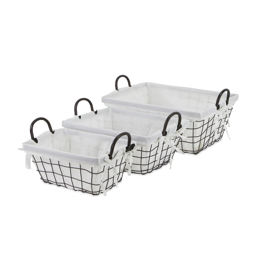 FP-4367-3WL - Caden White Fabric Lined Baskets